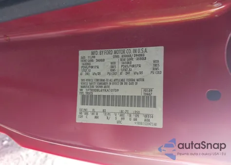 2000 Ford F150 из США, поврежденный, VIN 1FTRX08L6YKA10159